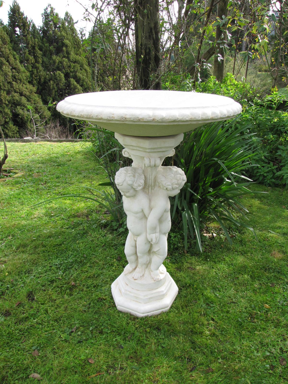 Triple Cherub Large Bowl Birdbath
